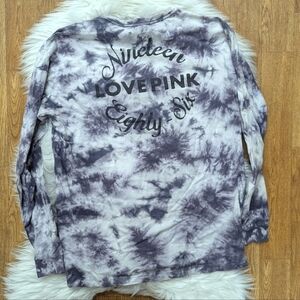 PINK Victoria's Secret Long Sleeve Tie Dye T-shirt With Black Print